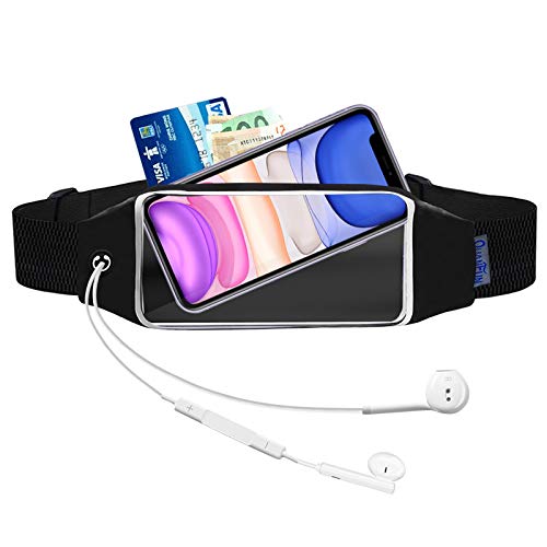 Running Belt,Fanny Pack Fits Phones UP to 6.5" for Women Men,Black and Pink | Belt Bag,Money Belt,Waterproof Workout Waist Pouch Phone Holder with Touchscreen,Gym Running Gift Gear Accessories - color: Black