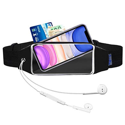 Running Belt,Fanny Pack Fits Phones UP to 6.5" for Women Men,Black and Pink | Belt Bag,Money Belt,Waterproof Workout Waist Pouch Phone Holder with Touchscreen,Gym Running Gift Gear Accessories - color: Black