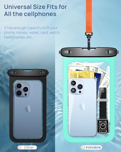 Lanhiem Large Waterproof Phone Pouch [Up to 10.5"] Universal IPX8 Waterproof Dry Bag with Lanyard for iPhone 17 Pro Max /16/15, S25 Ultra/ S24/ S23 Plus/FE, Moto G/Pixel 10 9 8 Pro, Black+Green