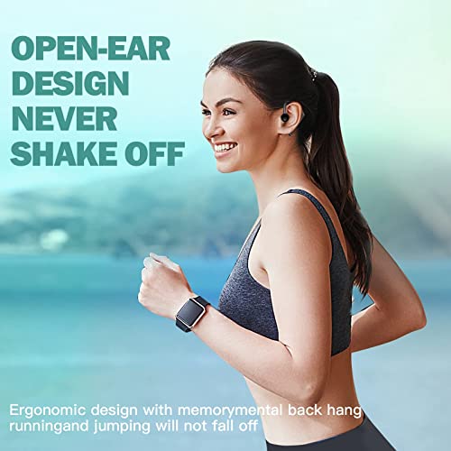 Open Ear Headphones Bluetooth Single Bone Conduction Wireless Earbuds with Earhooks Microphone Earphones Waterproof Long Battery Life Earpiece for Workout Sports Running Android iOS Non Ear Plug Green - color: Green