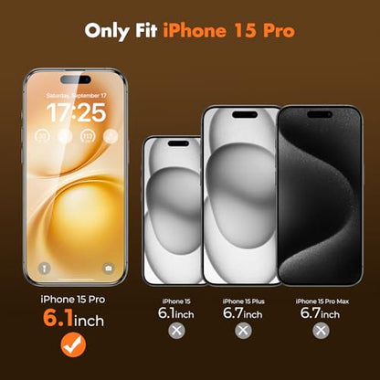 UNBREAKcable 3-Pack Screen Protector for iPhone 15 Pro, Double Shatterproof Tempered Glass [Easy Installation Frame] [9H Hardness] [Full Coverage] [HD Clear] for iPhone 15Pro 6.1 inch - size: iPhone 15 Pro