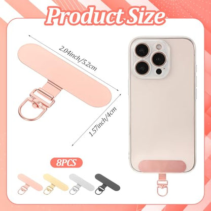 Sibba 8 Pack Metal Phone Tether Tab 360° Rotating Cell Phone Lanyard Patch