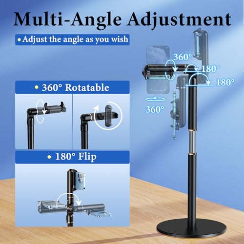 Retractable Phone Stand,360° Rotatable Overhead Phone Mount for Desk