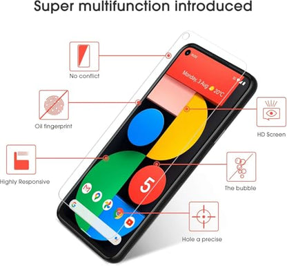 OMOTON [3 Pack Screen Protector for Google Pixel 5 - Tempered Glass/Case Friendly/Anti Scratch Screen Protector for Google Pixel 5 - size: Pixel 5 - 6 Inch