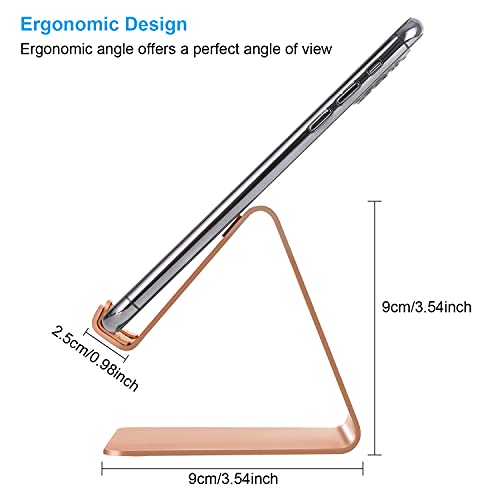 Cell Phone Stand - Aluminum Desktop Phone Holder, Anti-Slip, Universal Fit - color: Rose gold