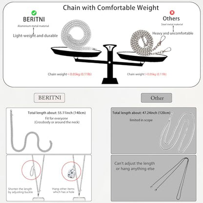 Crossbody Phone Lanyard, Metal Phone Chain for Women Men, Adjustable Phone Strap with Tether Tab, Anti-Theft Neck Strap Compatible with iPhone 17, 16, 15, Most Smartphones, Silver - color: Silver