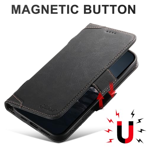 SINIANL iPhone 16 Plus Wallet Case - MagSafe Compatible, Leather Folio Cover with Card Slots and Kickstand - Black - color: MagSafe - Black, size: For iPhone 16 Plus
