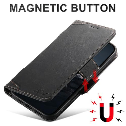 SINIANL iPhone 16 Plus Wallet Case - MagSafe Compatible, Leather Folio Cover with Card Slots and Kickstand - Black - color: MagSafe - Black, size: For iPhone 16 Plus