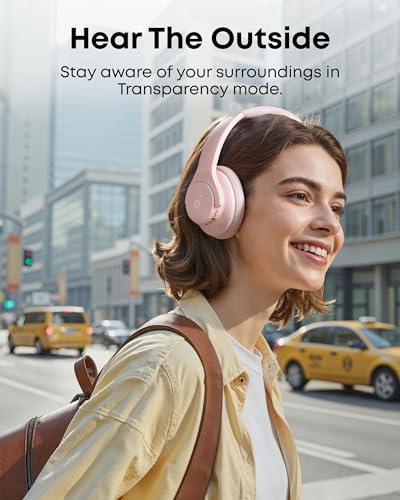 Soundcore by Anker Q20i Hybrid Active Noise Cancelling Headphones, Pink - color: Pink