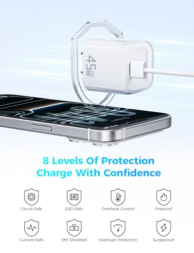 MAGIC JOHN 45W PD USB C Charger, Fast Charging Wall Power Adapte, White - color: White