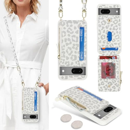 Cavor Compatible with Google Pixel 7 Case Wallet, Leopard White - color: Leopard White, size: Google Pixel 7