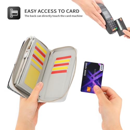 LITOU Compatible for Samsung Galaxy S26 Plus Crossbody Wallet Phone Case - color: GrayFlower, size: S26 Plus
