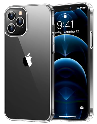 Crystal Clear for iPhone 12/12Pro Case,[Anti- Yellowing][Upgraded Military Shockproof Protection] Slim Thin Protective Bumper Phone Case 6.1 inch – Clear