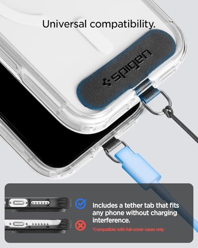 Spigen Phone Wrist Strap with Lanyard and Tether Tab (Universal) - color: Black