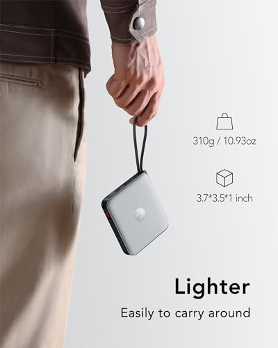20000mAh Power Bank with 4 Built-in Cables, Travel Essentials, Grey(1 Pack) - color: Grey