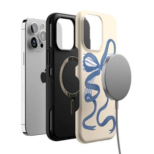 Casely iPhone 14 Pro Max Case | Heartstrings | Blue Bow | Bold Protective Design | Compatible with MagSafe - color: Heartstrings | Blue Bow