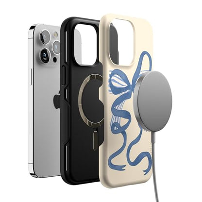 Casely iPhone 14 Pro Max Case | Heartstrings | Blue Bow | Bold Protective Design | Compatible with MagSafe - color: Heartstrings | Blue Bow