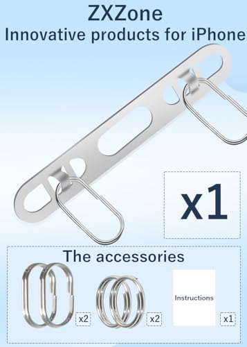 ZXZone Metal Phone Lanyard Attachment – 2-Way Double Buckle Hole Design, Stainless Steel Tether Tab for iPhone Cases, Universal Phone Strap Connector(Golden-TQ) - color: Golden-TQ