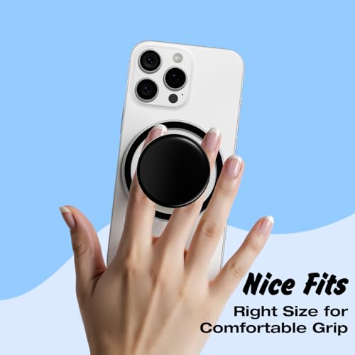 Svanove Magnetic Cell Phone Grip Compatible with Magsafe, Collapsible Phone Stand Holder Round Expanding Kickstand for iPhone Samsung Mobile Phones, Cute Soft Silicone Glossy Jelly, Black - color: Black, style: Magnetic