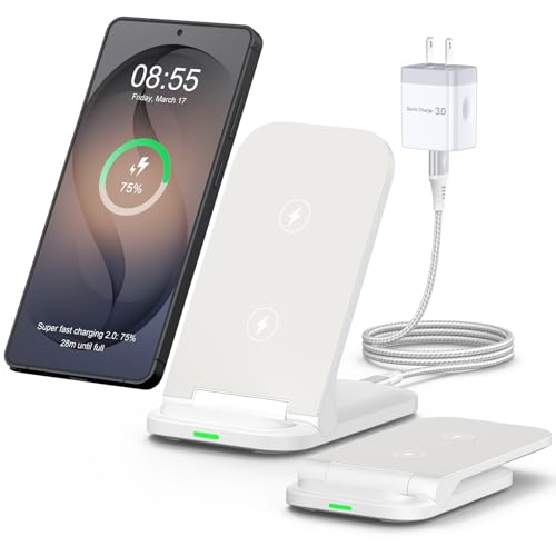 Samsung S26 Ultra Wireless Charger Stand 15W Foldable Android Phone Station - color: White