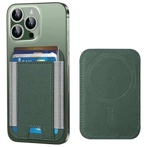HiWe for MagSafe Wallet, 7 Cards Holder for Phone Case, RFID Blocking - color: Green Wallet - Grey Band