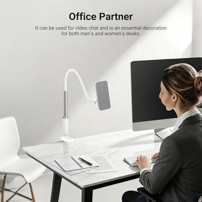 NEEWER Basics Magnetic Phone Stand for Desk, 360° Overhead Table Cellphone Holder Clamp Mount with Flexible Arm, Compatible with MagSafe iPhone Android Samsung for Bed Video Recording, PA151 White - style: PA151 White