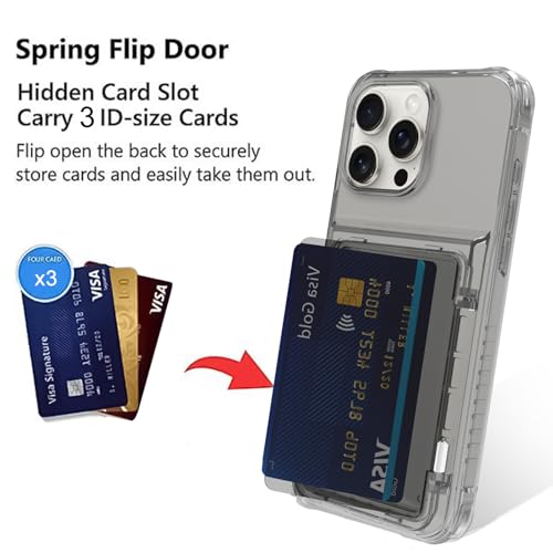 Wallet Case for iPhone 16 Pro Max with 3 Credit Card Holder Slot | Shockproof Hybrid Heavy Duty Protection Clear Phone Cover Compatible with iPhone 16 Pro Max 2024 (Clear Black) - color: Clear Black, size: iPhone 16 Pro Max