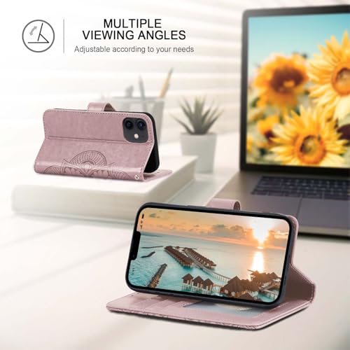 Wallet Case for iPhone 12 and iPhone 12 Pro, [RFID Blocking] 3 Card Holder Stand with Credit Card Slot PU Leather Magnetic Protective Flip Cover for iPhone 12/12 Pro (Pink) - color: Pink