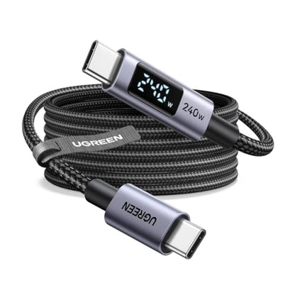 UGREEN USB C 240W Cable with Digital Display, PD 100W Fast Charging, 6.6FT - size: 6.6FT