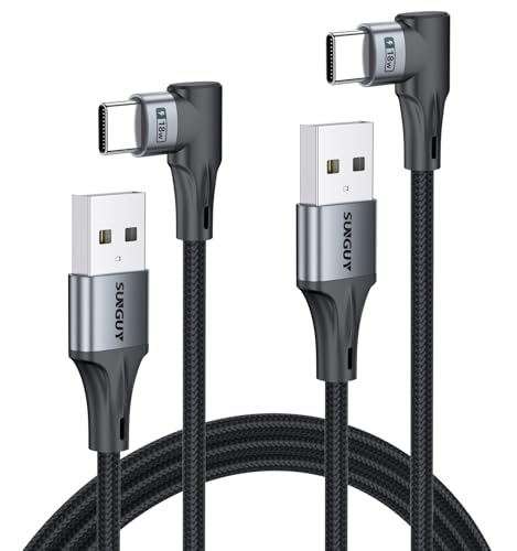 SUNGUY Right Angle USB A to USB C Cable 5FT 2Pack,90 Degree USB C to USB A - size: 5FT+5FT