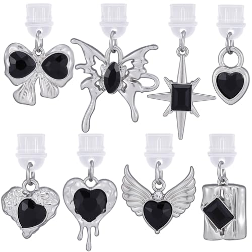 SUNNYCLUE 8pcs Halloween Anti Dust Plug Charm Phone Dust Plug Charm Black Silver Gothic Alloy Plastic Heart Mobile Phone e Reader Anti Dusts Plugs Protectors Cover for Cellphone Laptops Earphone Adult - style: Style 2