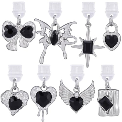 SUNNYCLUE 8pcs Halloween Anti Dust Plug Charm Phone Dust Plug Charm Black Silver Gothic Alloy Plastic Heart Mobile Phone e Reader Anti Dusts Plugs Protectors Cover for Cellphone Laptops Earphone Adult - style: Style 2