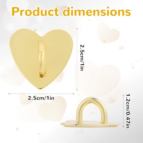 8pcs Heart Phone Charm Holder, 1inch Cell Phone Charm Hook - color: gold, silver, size: 2.5cm