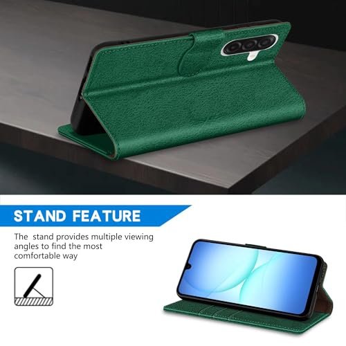 ZZXX for Samsung Galaxy A17 5G Wallet Case with [RFID Blocking] Card Slot Kickstand Magnetic Closure PU Leather Flip Fold Protective Phone Case for Samsung Galaxy A17(Green-6.7 inch) - color: Green