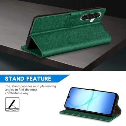 ZZXX for Samsung Galaxy A17 5G Wallet Case with [RFID Blocking] Card Slot Kickstand Magnetic Closure PU Leather Flip Fold Protective Phone Case for Samsung Galaxy A17(Green-6.7 inch) - color: Green