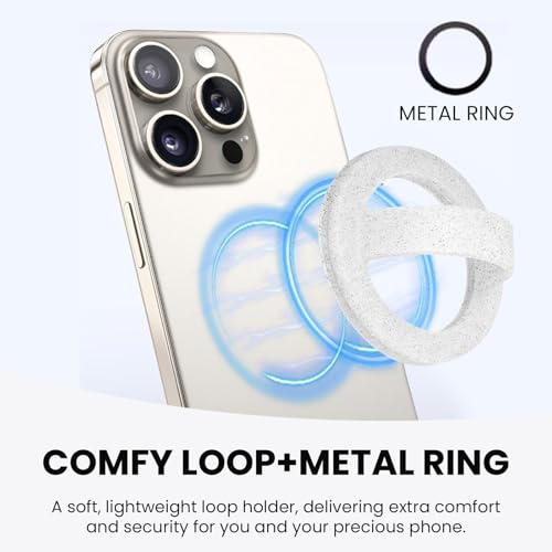 Magnetic Silicone Phone Grip Ring Holder Compatible with MagSafe Phone Case - color: Starlight White
