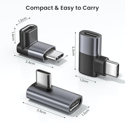 RUXELY USB C 90 Degree Adapter 3Pack,PD 100W 40Gbps Right Angle Extender