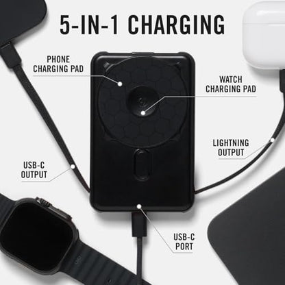 Ridge 20W Magnetic Power Bank Battery Pack 10,000mAh - Fast Charging, Compatible with MagSafe - Portable Charger Flight-Safe Travel Powerbank - Built-in Cables & Magnetic Attachment (Matte Black) - color: Matte Black