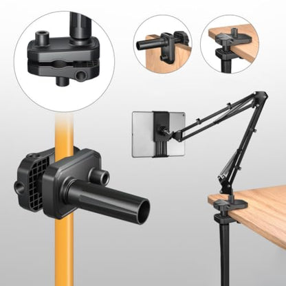 Bed Desk Clamp Mount Replacement for Gooseneck Phone Arms and Mic Holder 3 Inch Anti-Slip Base with 5 Hole Positions for Round Tube Cantilever Bracket Stable Desktop Bedside Stand Accessory(White) - color: White