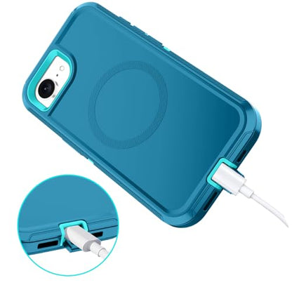 I-HONVA for iPhone 16e Case [Compatible with MagSafe] Shockproof 3-Layer Full Body Protection [Without Screen Protector] Rugged Heavy Duty Cover Case for Apple iPhone 16e 6.1",Turquoise - color: Turquoise