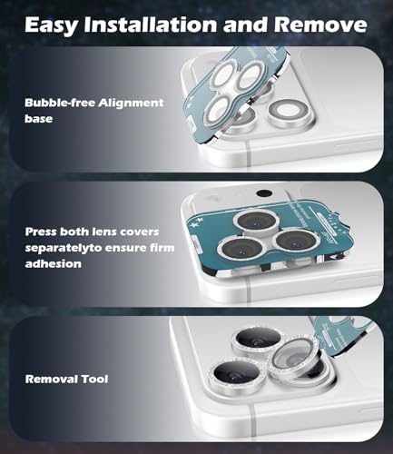 imluckies Camera Lens Protector for iPhone 17 Pro/iPhone 17 Pro Max - color: Bling Sliver
