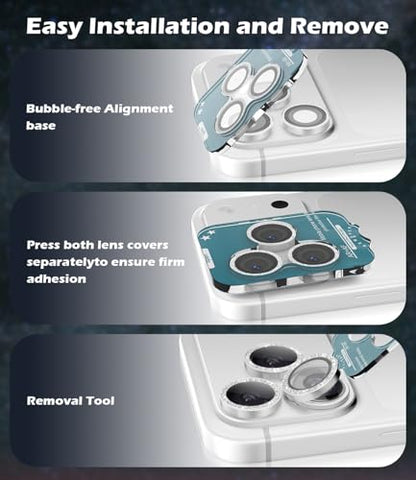 imluckies Camera Lens Protector for iPhone 17 Pro/iPhone 17 Pro Max - color: Bling Sliver