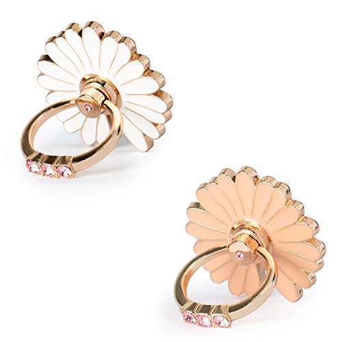 WATACHE Finger Ring Stand, 2 Pack Luxury Glitter Diamond Universal Metal Smartphone Finger Ring Grip Holder Kickstand for iPhone/iPad/Samsung/HTC/Nokia/Cellphones/Tablet,Round[White+Pink]