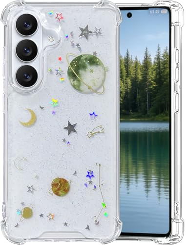 【Space Theme】 for Samsung Galaxy S26 Plus Case Cute Glitter Clear Case for Galaxy S26 Plus with Earth Moon Stars Planet Space Theme Bling Sparkly Women Girly Man Protective Phone Cover for Samsung - color: Planet, size: for Galaxy S26 Plus