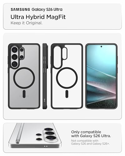 Spigen for Galaxy S26 Ultra Case, Ultra Hybrid MagFit [Anti-Yellowing] [Compatible with MagSafe] [Fast Wireless Charging] - Matte Black - color: Matte Black, size: Galaxy S26 Ultra