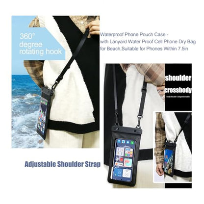 Waterproof Phone Pouch, IPX8 Waterproof Phone Case for iPhone 17/16/15/14 Pro Max, Cell Phone Dry Bag for Beach & Cruise Essentials, Touch Screen, Lanyard Included, (Fits Up to 7.5”)-Red - color: Red