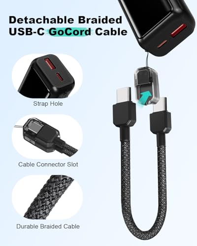 Mini Portable Charger 10000mAh 22.5W PD Small Power Bank Fast Charging - color: Black