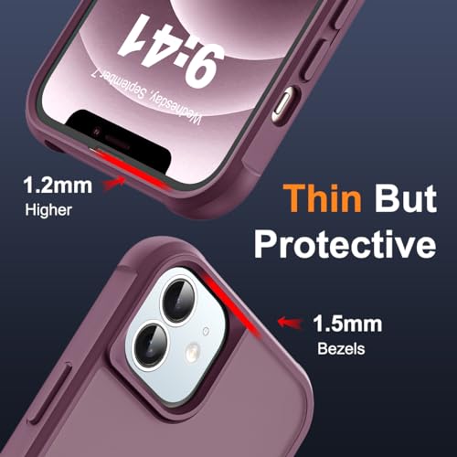 SKYLMW Compatible with iPhone 12/12 Pro Case with Stand,Wine Red | iPhone 12 Case iPhone 12 Pro Case 6.1",Magnetic Ring Stand,Compatible with MagSafe,Military Protection,Great Grip Feeling - color: Wine Red, size: Iphone 12 & Iphone 12 Pro