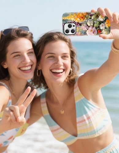Jusy Magnetic Oil Painting Flower Case for iPhone 16e/17e, Wildflower | Compatible with MagSafe, Cute Aesthetic Flower Design, TPU and PC Protective Phone Cover - color: Wildflower
