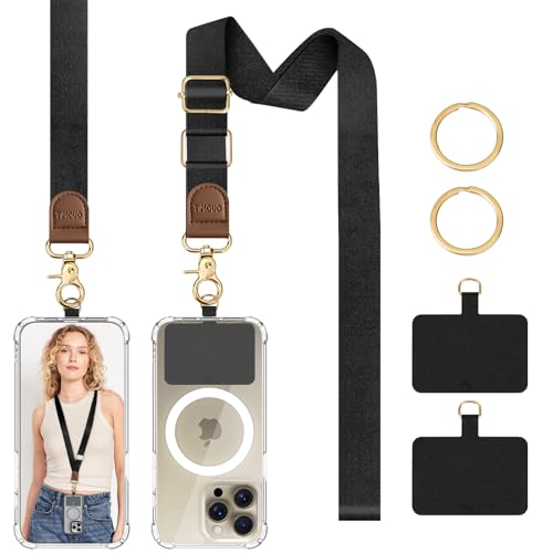 TiMOVO Phone Lanyard Crossbody Wrist Strap, Adjustable Anti-Theft Strap for Smartphone Case - color: Black